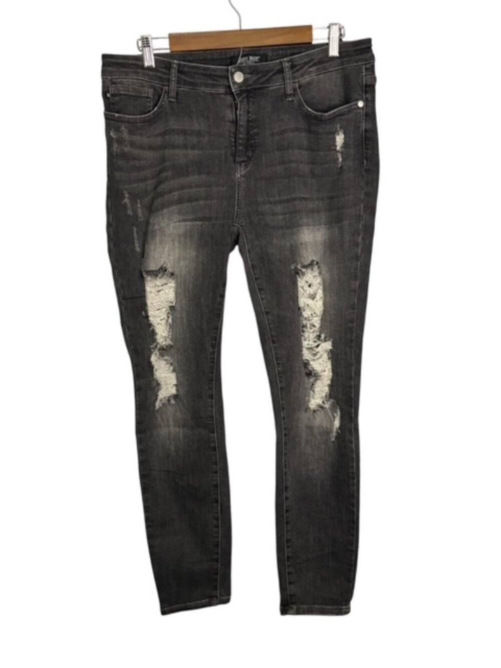 Judy Blue Jeans Women's 15/32 Distressed Skinny Stretch High Rise Gray